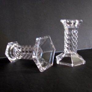 Glass Candlesticks w/Swirl Design